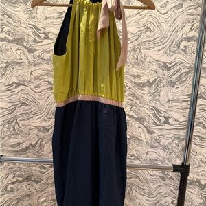 Colorblock Halter Short Maxi Dress